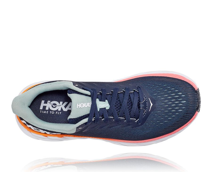 Hoka One One Hardloopschoenen Dames - Clifton 7 - Donkerblauw/Wit - QR4783592